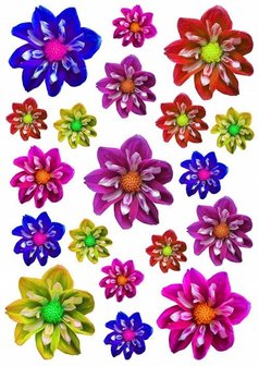 Fietsstickers bloemen kleine dahlia's mix kleuren