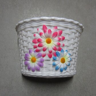 Fietsmandje kind roze met bloemen
