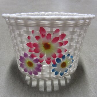 Fietsmandje kind roze met bloemen