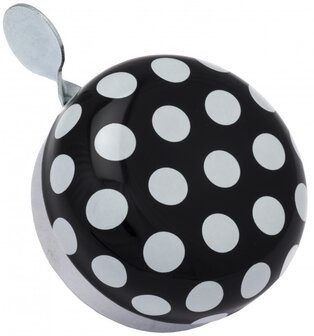 Dingdong mini fietsbel zwart met witte stippen (6cm)