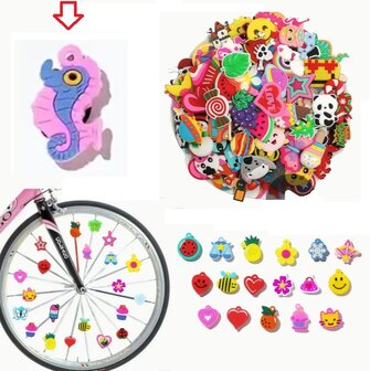 Spaakkralen: 1x Charms Zeepaardje roze