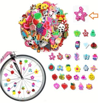 Spaakkralen: 1x Charms Ster roze/wit