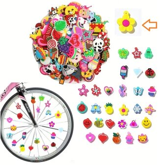 Spaakkralen: 1x Charms Bloem geel/roze