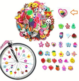 Spaakkralen: 1x Charms Hart met gele bloempjes