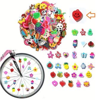 Spaakkralen: 1x Charms hart Smiley rood