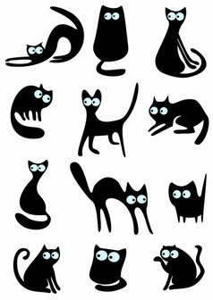 Fietsstickers zwarte speelse katten
