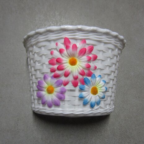 Fietsmandje kind roze met bloemen