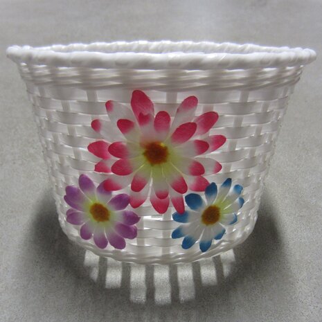 Fietsmandje kind roze met bloemen