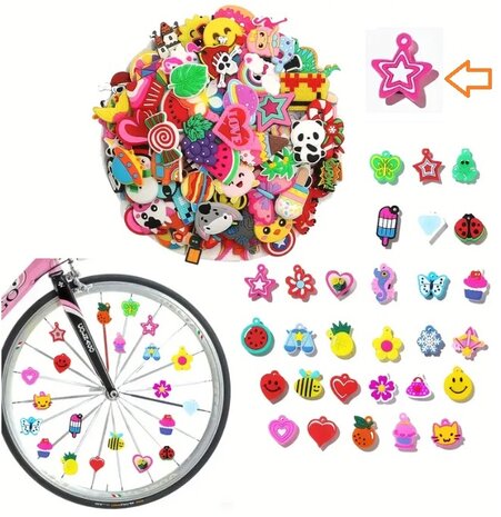 Spaakkralen: 1x Charms Ster roze/wit
