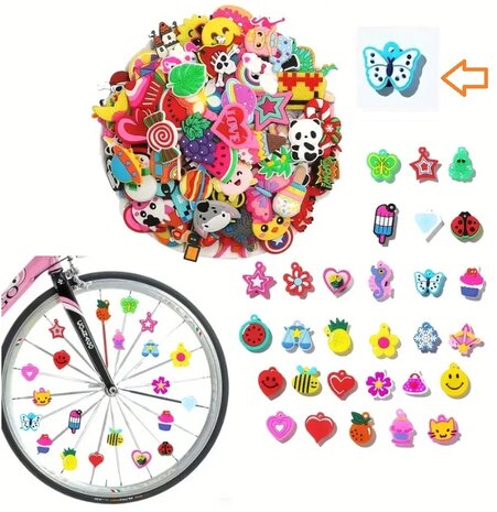 Spaakkralen: 1x Charms Vlinder wit/blauw