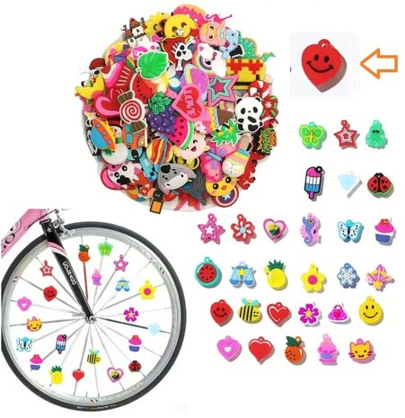 Spaakkralen: 1x Charms hart Smiley rood