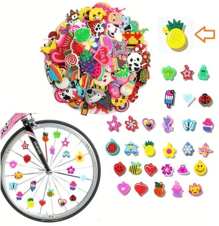 Spaakkralen: 1x Charms Ananas geel