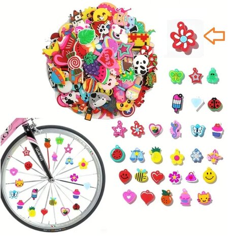 Spaakkralen: 1x Charms Bloem rood