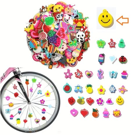 Spaakkralen: 1x Charms smiley geel