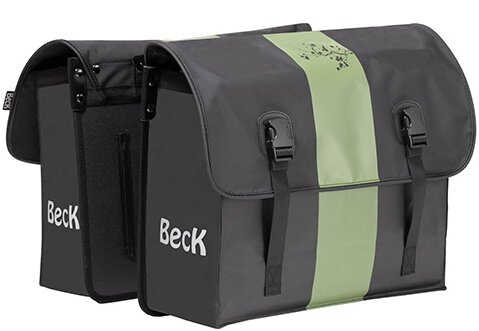Ruime fietstassen bisonyl zwart/groen 46L