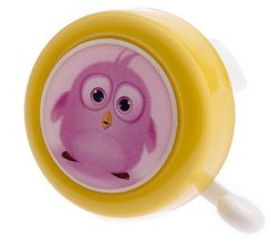 Kinderfietsbel geel met uiltje
