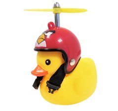 Badeend met rode helm fietslamp/toeter vogel (met propeller)