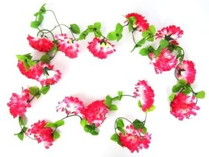 Bloemenslinger fietsslinger grote bloemen roze/wit