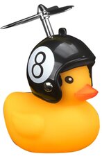 Badeend fietslamp/toeter zwarte helm 8 ball + propellor