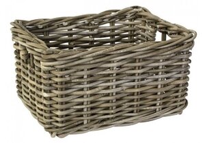 Rieten kinderfietsmand grijs rechthoek 32x24xcm 