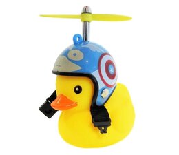 Badeend met blauwe helm fietslamp/toeter (met propeller)