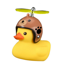 Bad eend met helm fietslamp/toeter bruine beer (met propeller)