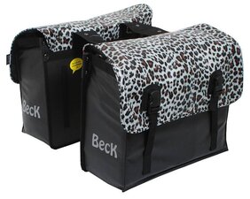 Fietstassen luipaard/panterprint (46 liter) met wit
