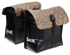 Fietstassen luipaard/panterprint (35 liter) met bruin