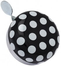Dingdong mini fietsbel zwart met witte stippen (6cm)
