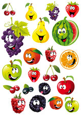 Fietsstickers fruit gezichtjes