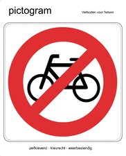 Pictogram sticker Verboden voor fietsen (10x10cm)