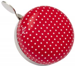 Dingdong mini fietsbel rood met witte stippen (6cm)